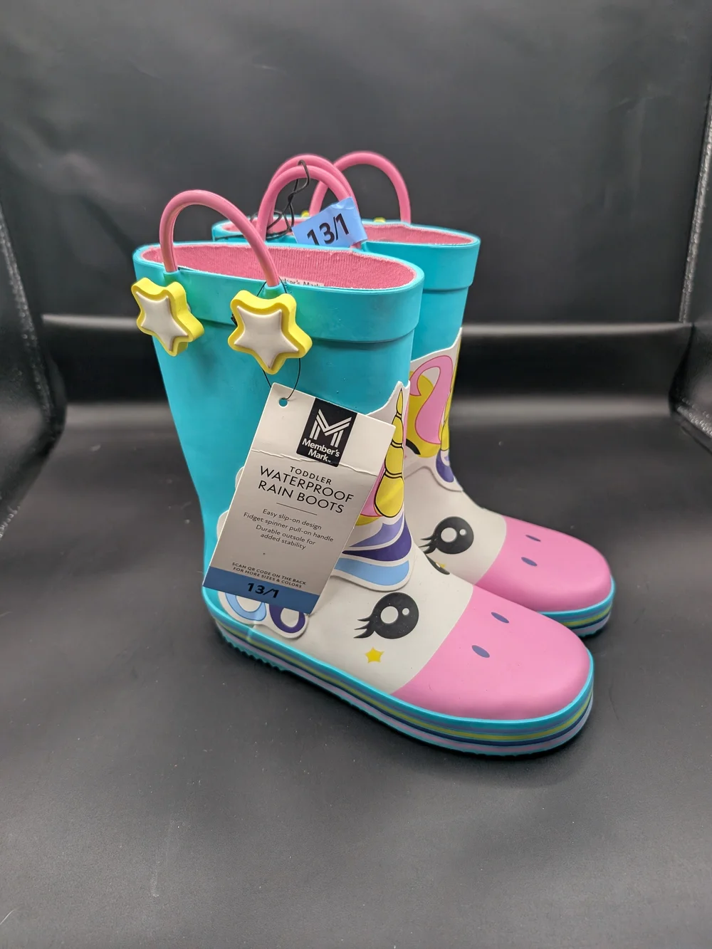 Toddler Waterproof Unicorn Rain Boots - Pink & Teal